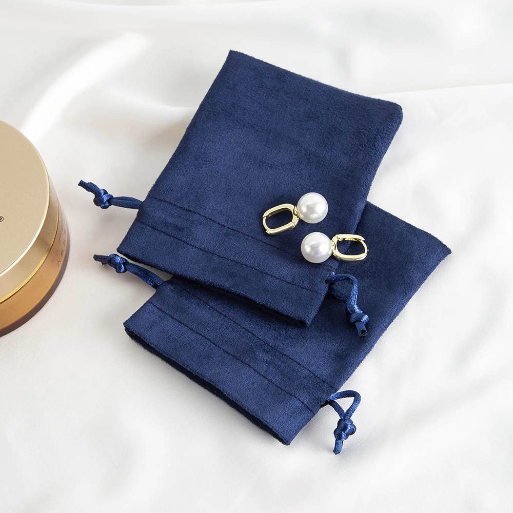 10 teile/los Marineblau Flanell Kordel zug Geschenk Tasche Samt Schmuck Aufbewahrung beutel Hochzeits feier tragbare Geschenk Verpackung Beutel – Detail 5