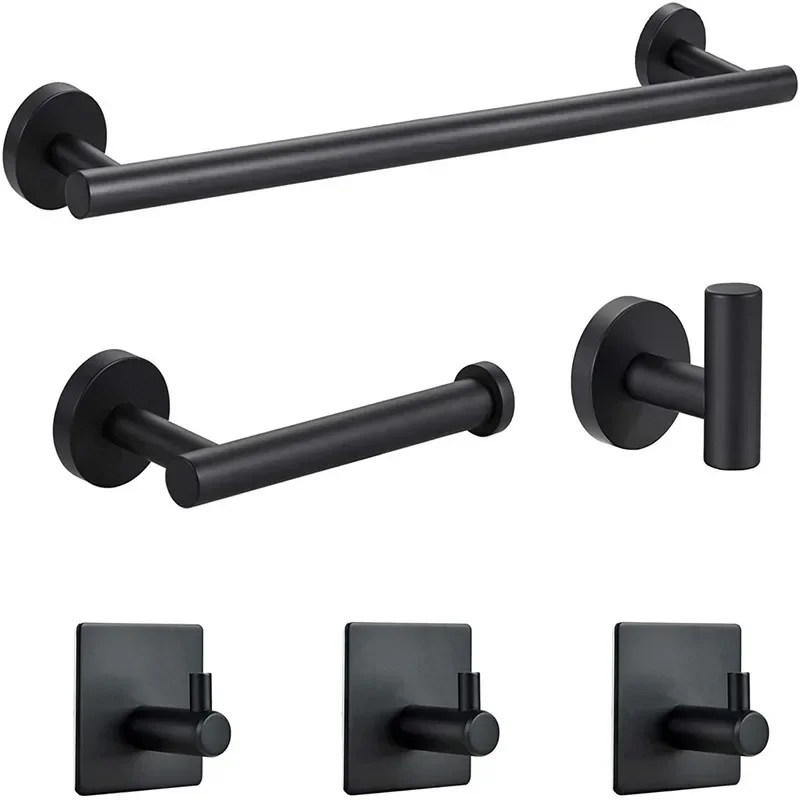 

Stainless Steel Bathroom Hardware Set Robe Hook Towel Rail Bar Rack Bar Shelf Tissue Paper Holder Toothbrush Holder Bathroom