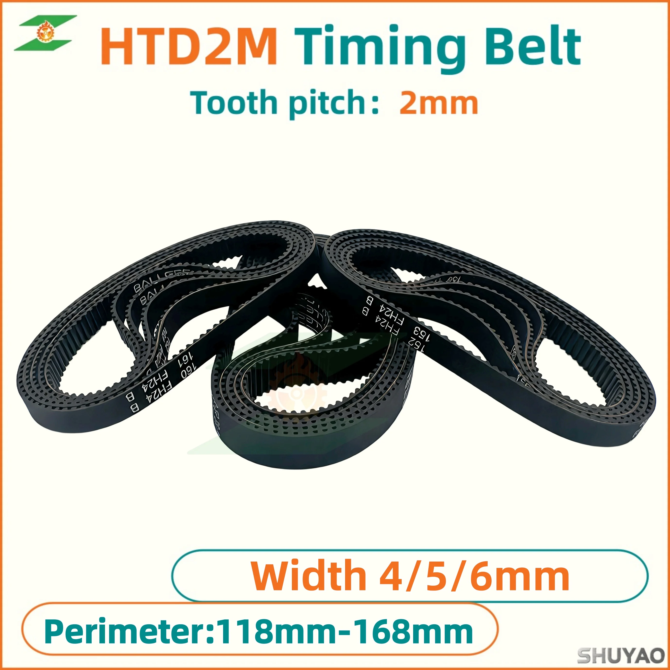 HTD 2M Rubber Timing Belt Length 118 120 126 128 130 142 150 156 160 162 168mm Vacuum cleaner Drive Belt Width 4/5/6mm 2M-142