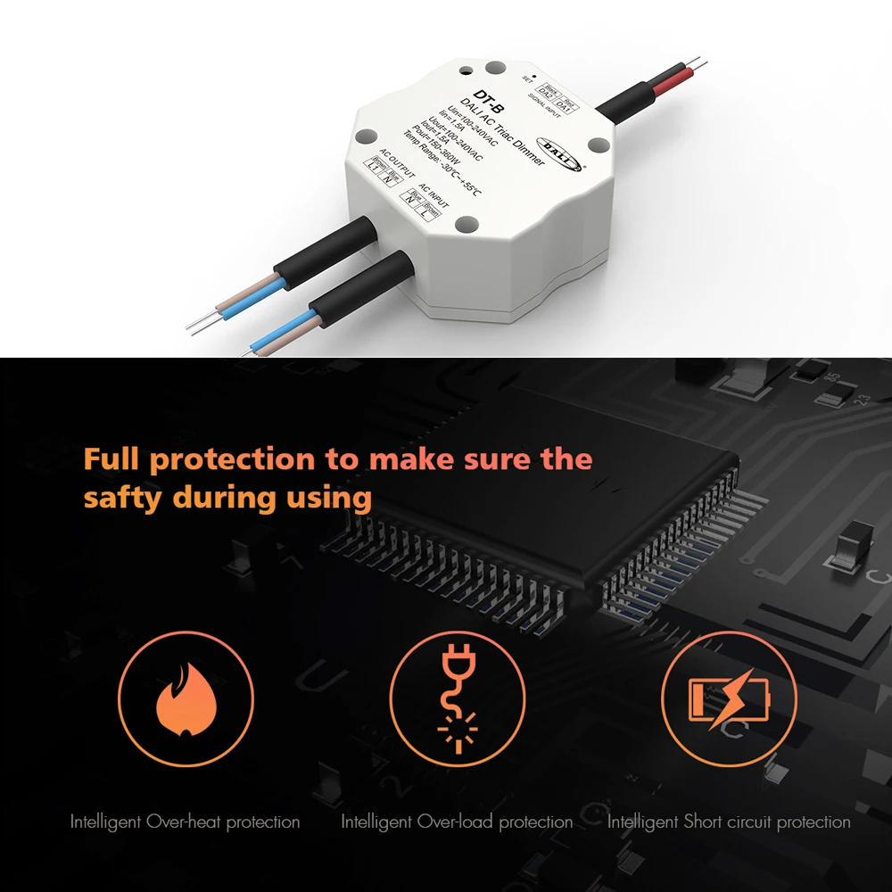 DALI-Contrôleur de bande lumineuse AC Triac Dimmer, interrupteur de gradation pour document unique, lampes à LED, bord traînant, 1CH, 110V, 220V, 230V