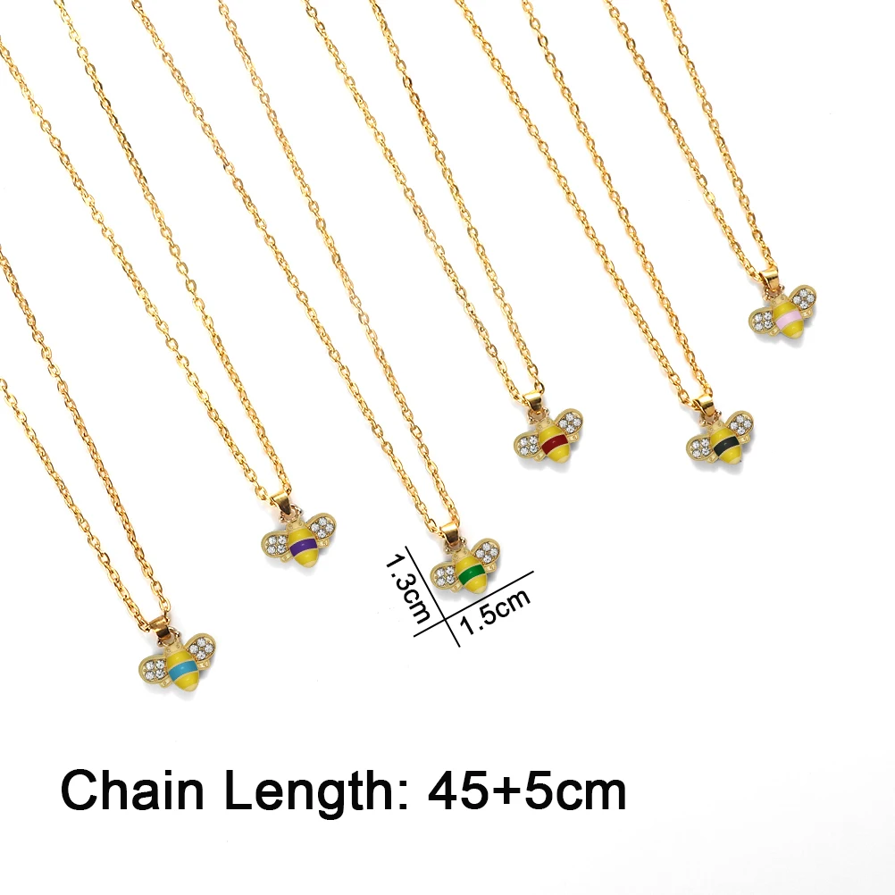 Cartoon Bee Pendant Necklace Smart Cute Small Animals Friends Gifts Gold Silver Colors Chain Necklace Men Women Fashion Jewelry view 6