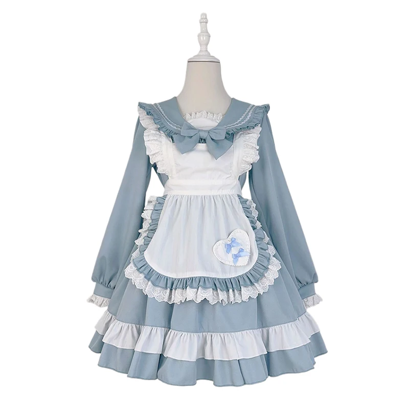 Vestido de sirvienta Lolita para niñas y mujeres, traje de Cosplay negro, traje de mucama linda, escenario de fiesta