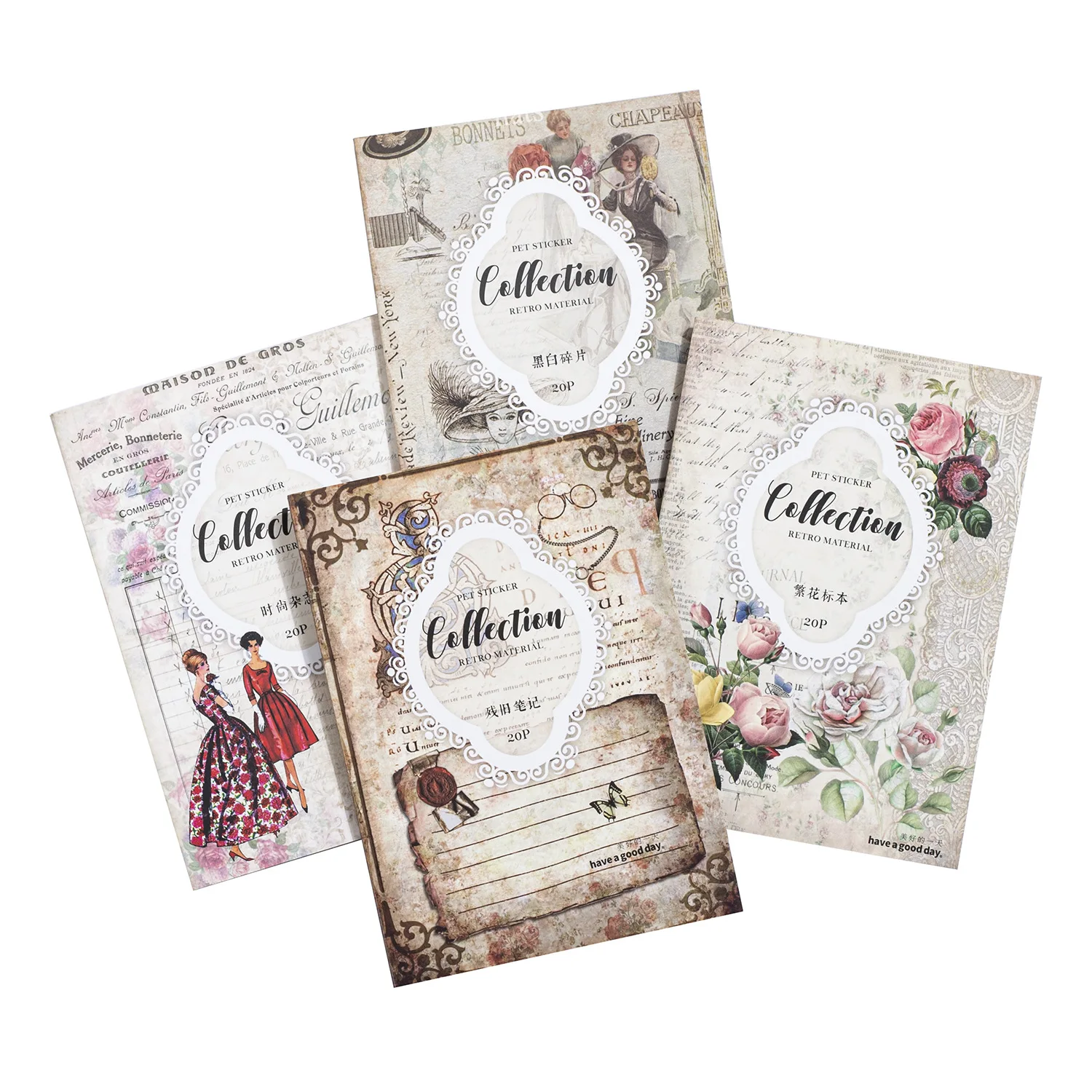 Vintage European Classics Lady Sticker Book Girl Decorative Stickers PET Material Scrapbooking Label Diary Stationery Album