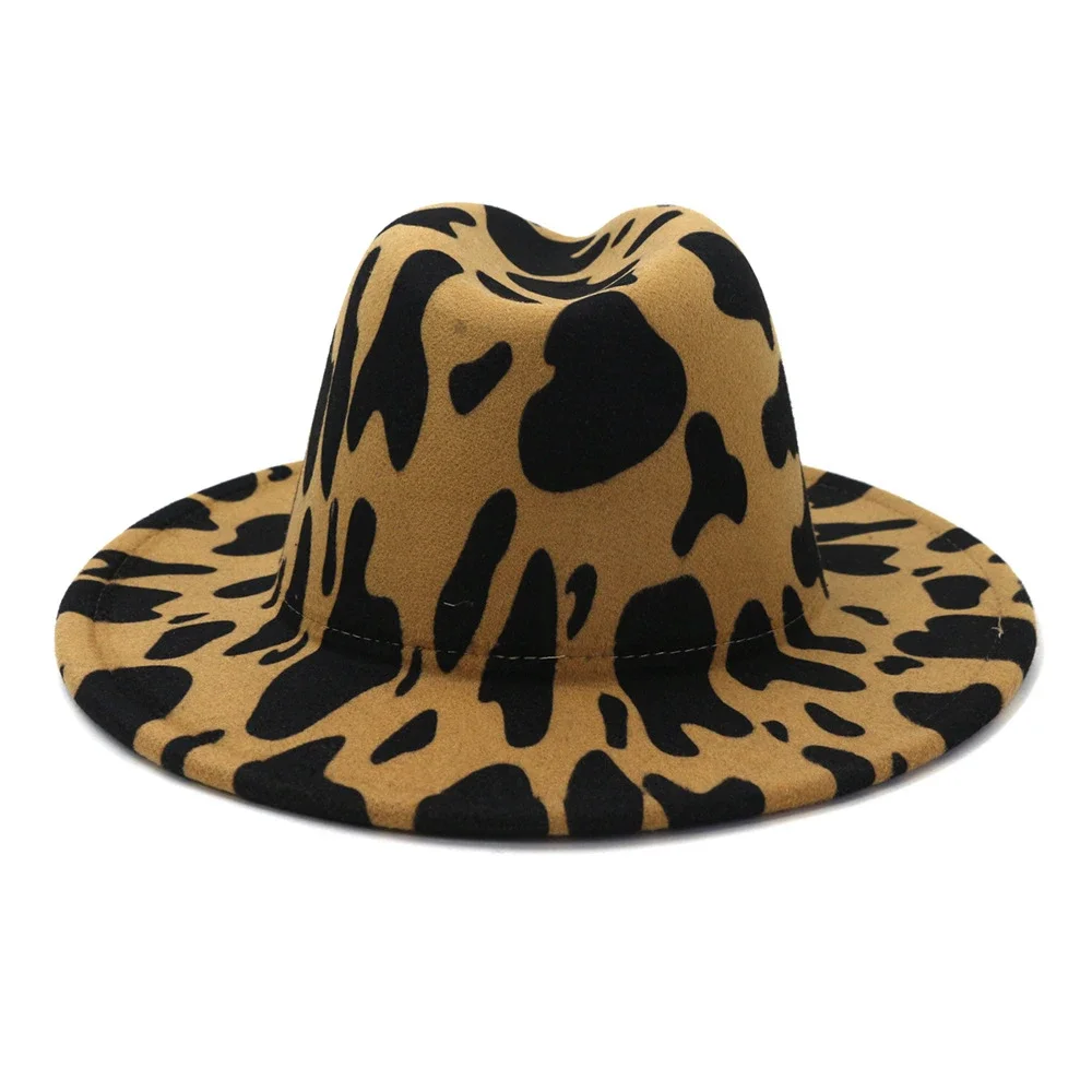 

BUTTERMERE Cow Grain Fedora Hat Women Panama Wool Felt Fedora Hats Autumn Winter Brand Ladies Wide Brim Party Trilby Jazz Cap