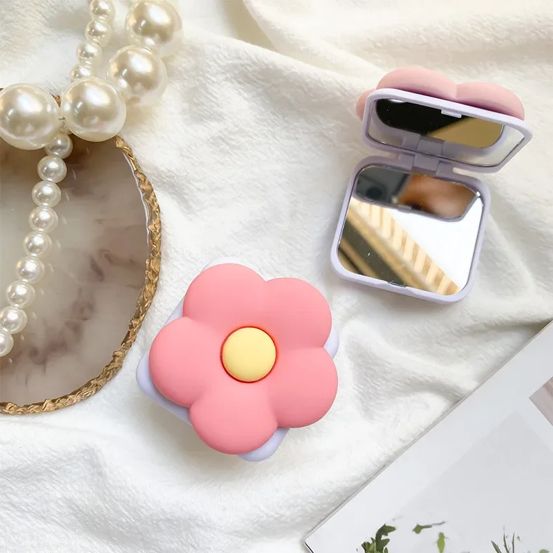 Flower Makeup Mirror Expandable Mobile Phone Holder Stand INS Foldable Grip Tok Socket Finger Ring Bracket Accessories