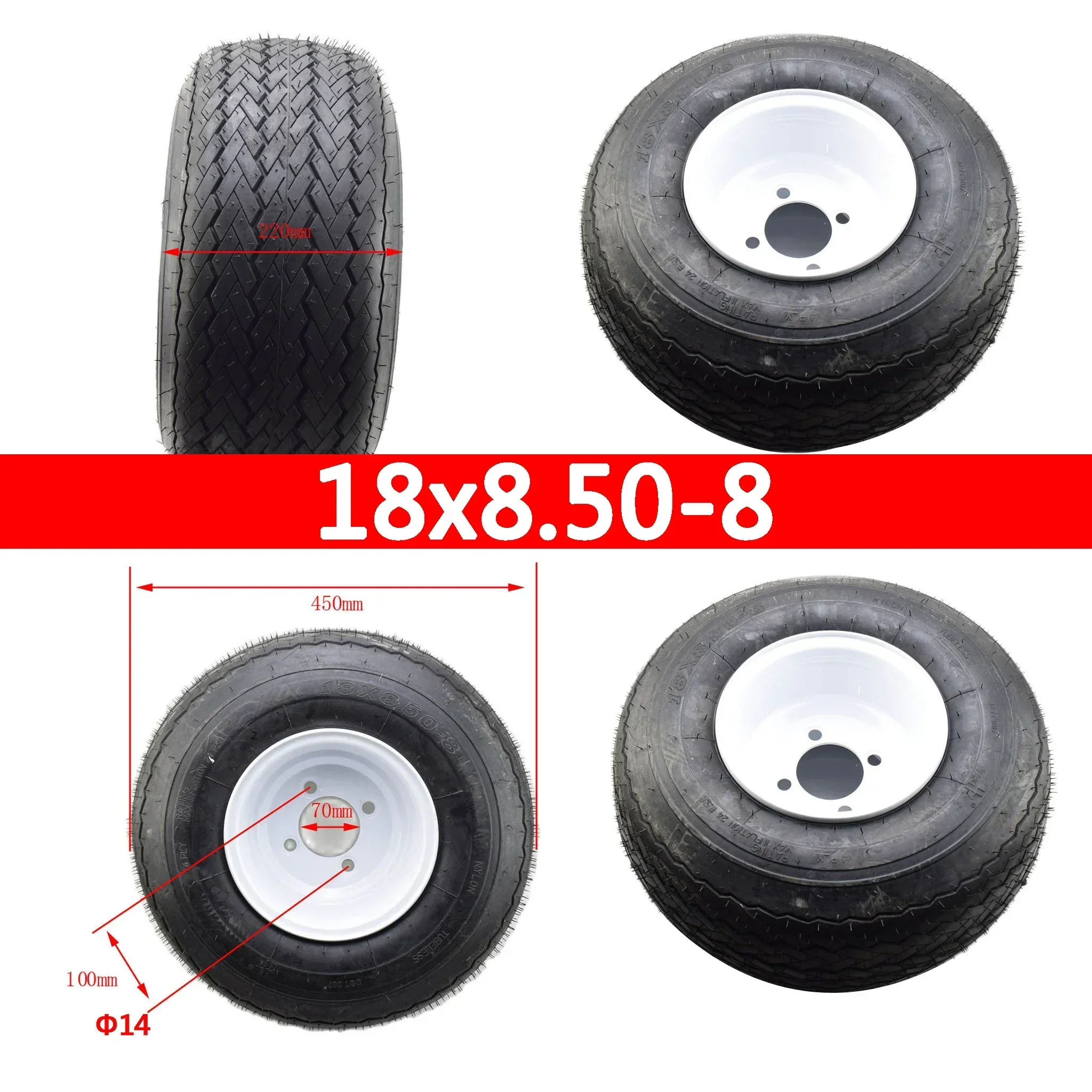 

Rim Wheel and Tyre Tire for ATV, Buggy, Quad, Lawn Mower, Garden Tractor 4 Wheeler 125cc, 150cc, 200cc, 250cc, 100mm, 18x8, 50-8