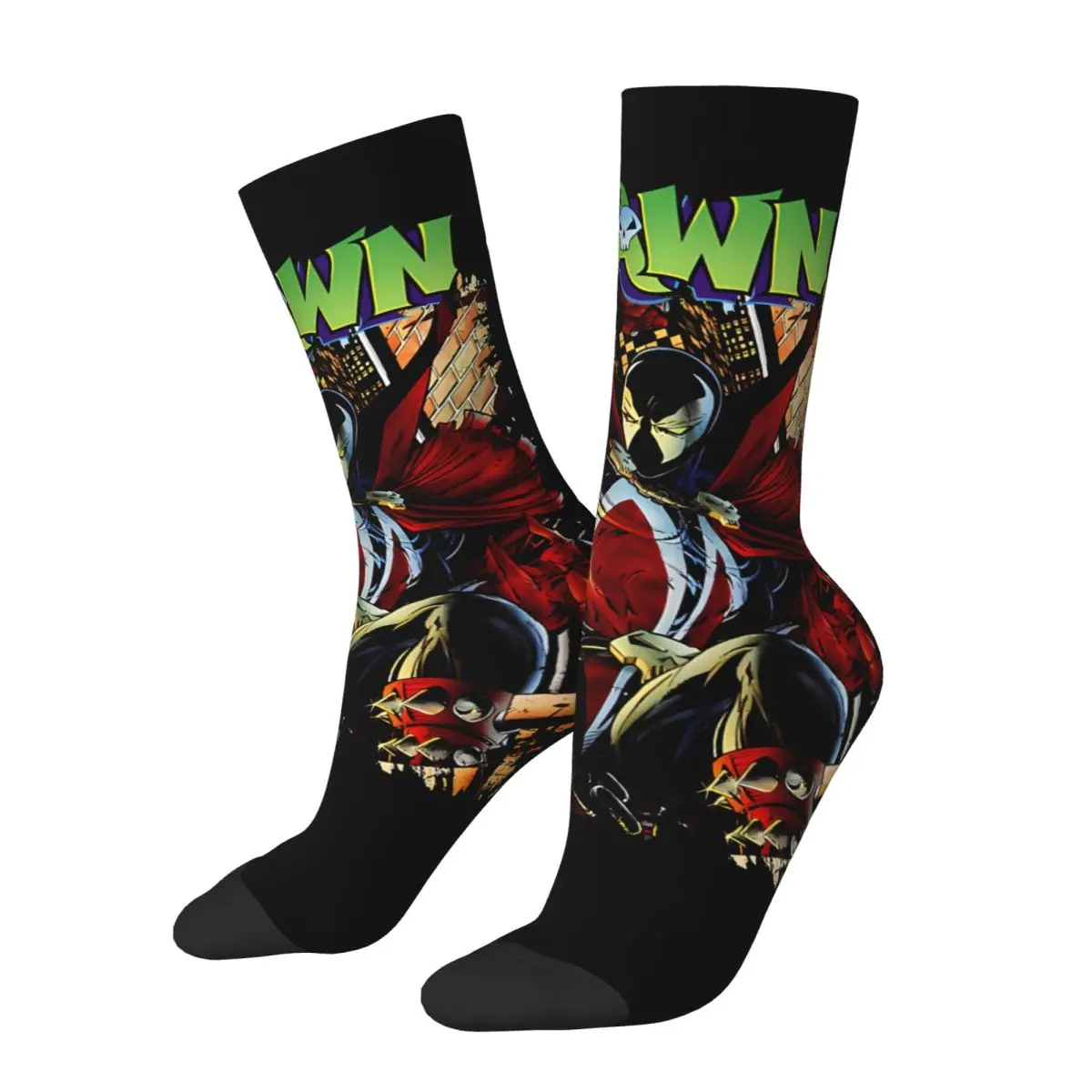 Classic Comic Character Compression Sock for Men Vintage Spawn Quality Pattern Novelty Crew Sock