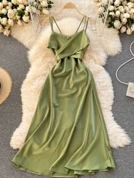 Summer European American Fashion New Vacation Beach Dress Women's Cross V-neck Sexy Strapless Strap Slim Party Dress C726