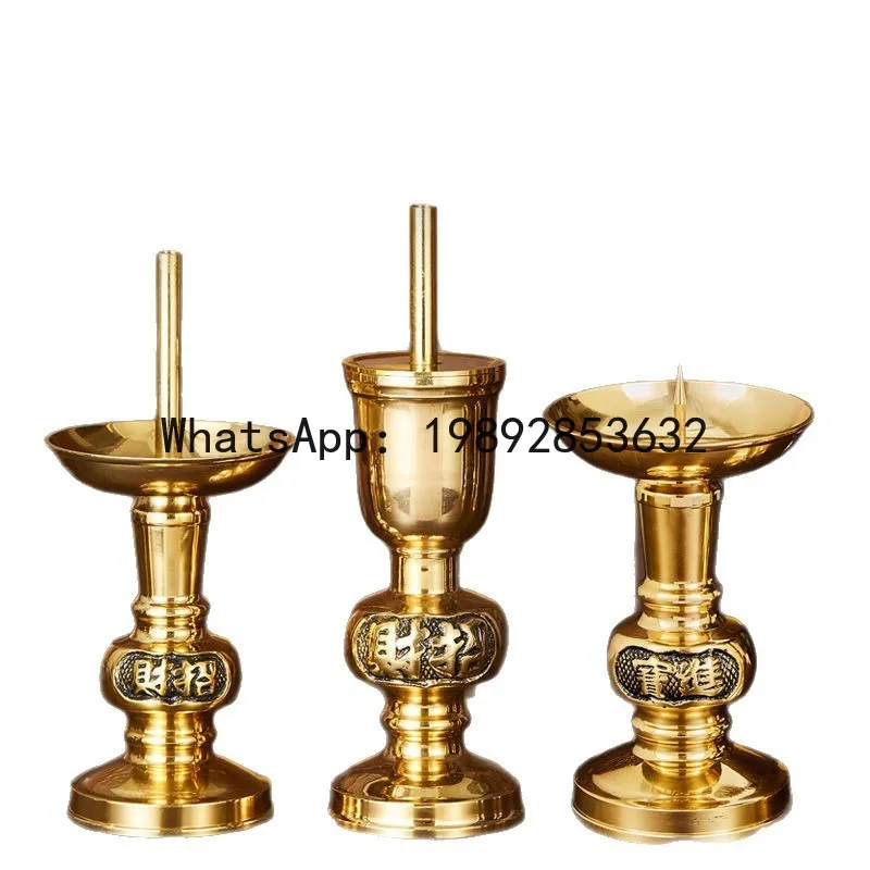 

DSA pure copper candle holder household general candle holder worshiping gods and attracting wealth wax holder Buddha front