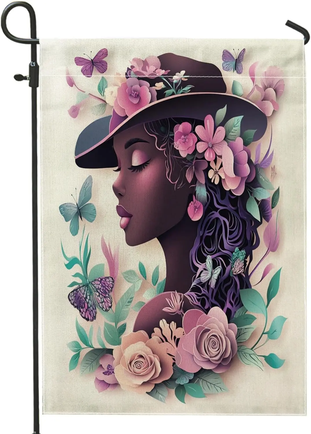 Spring Cowgirls Garden Flags 12”x18” Double Sided for Outside, Western African American Plant Front Yard Backyard Vertical H MMZ