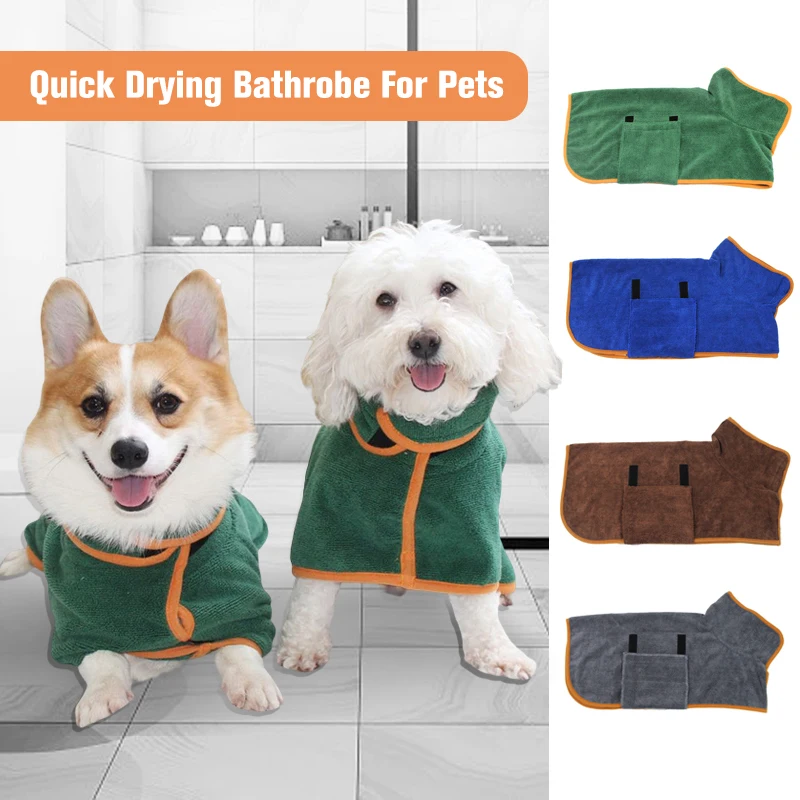 

Dog Bathrobe Pet Drying Coat Clothes Microfiber Absorbent Beach Towel for Large Medium Small Dogs Cats Fast Dry Dog Accessories