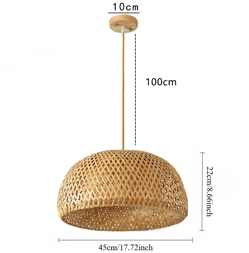 Bamboe Lantaarn 38/45Cm Hanglamp Natuurlijke Rotan Rieten E27 Kroonluchters Handgeweven Lampenkappen Verlichtingsarmatuur Hanglamp