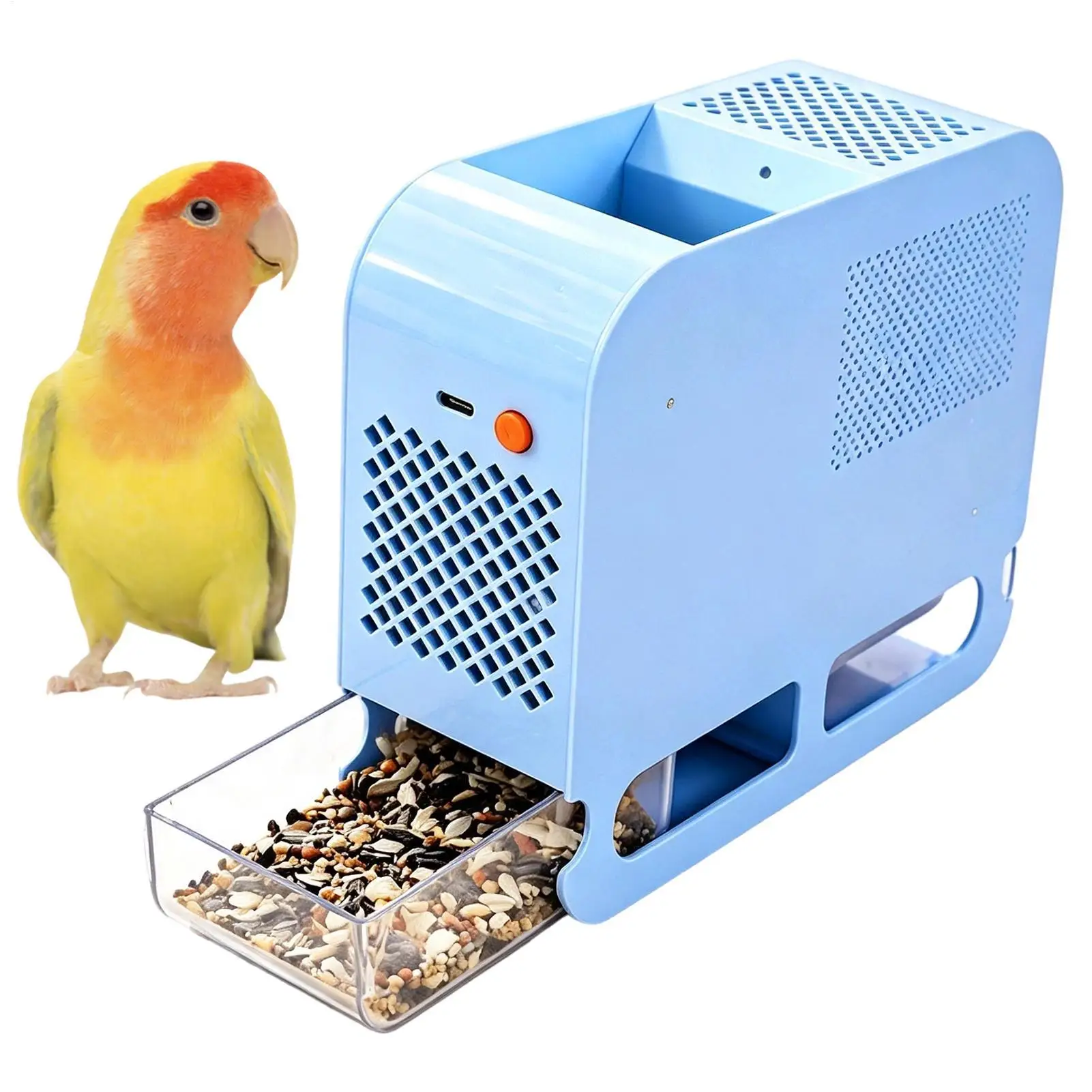 Bird Shelling Machine USB Plug-in Automatic Feed Shell Splitter Parrot Grain Husk Separator Bird Feed Shell Blower With 2 drawer
