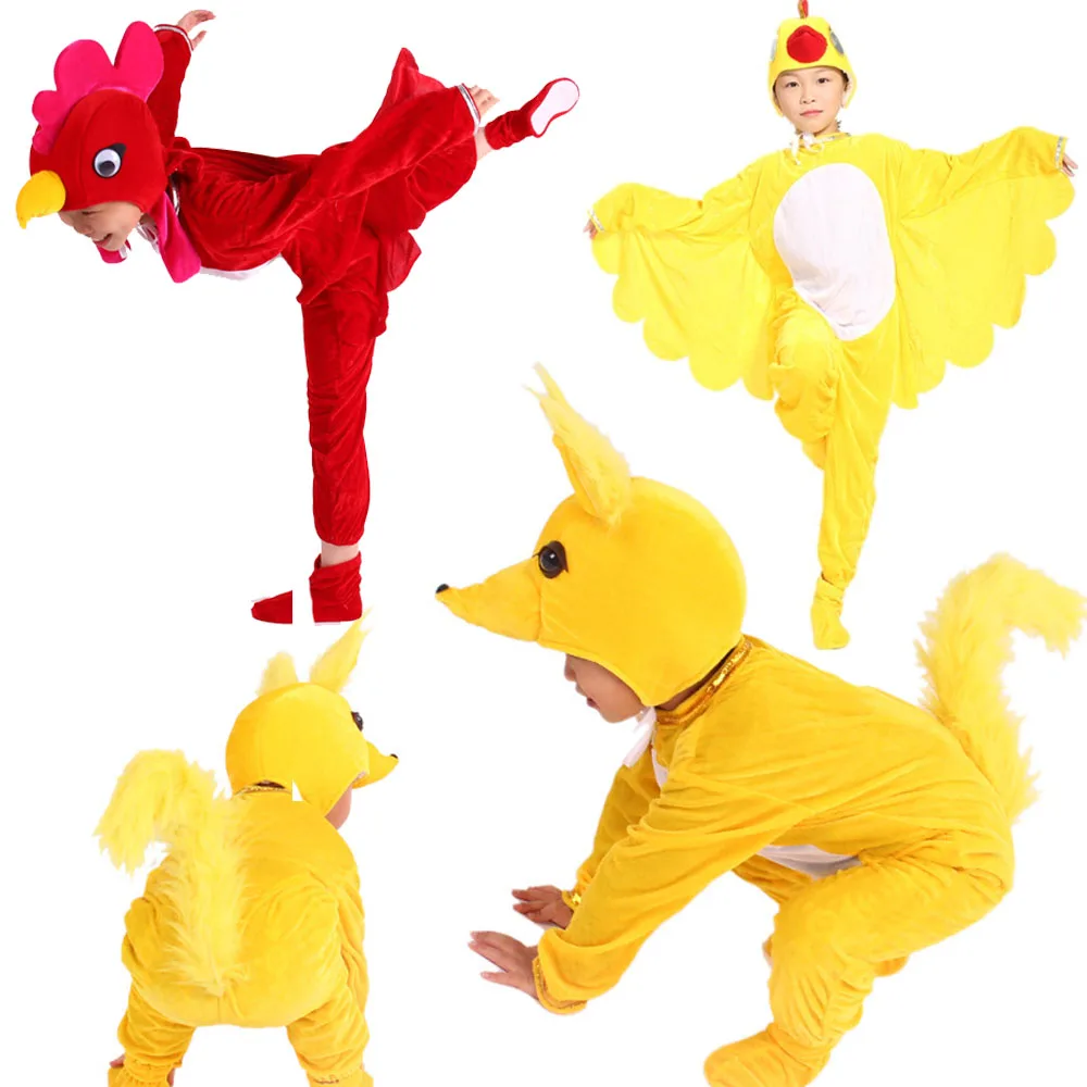 

Cartoon Plush Yellow Red Weasel Chicken Animal Fancy Dress Show Jumpsuit Children Adult Gifts Cosplay Halloween Costume