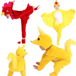 Cartoon Plush Yellow Red Weasel Chicken Animal Fancy Dress Show Jumpsuit Children Adult Gifts Cosplay Halloween Costume