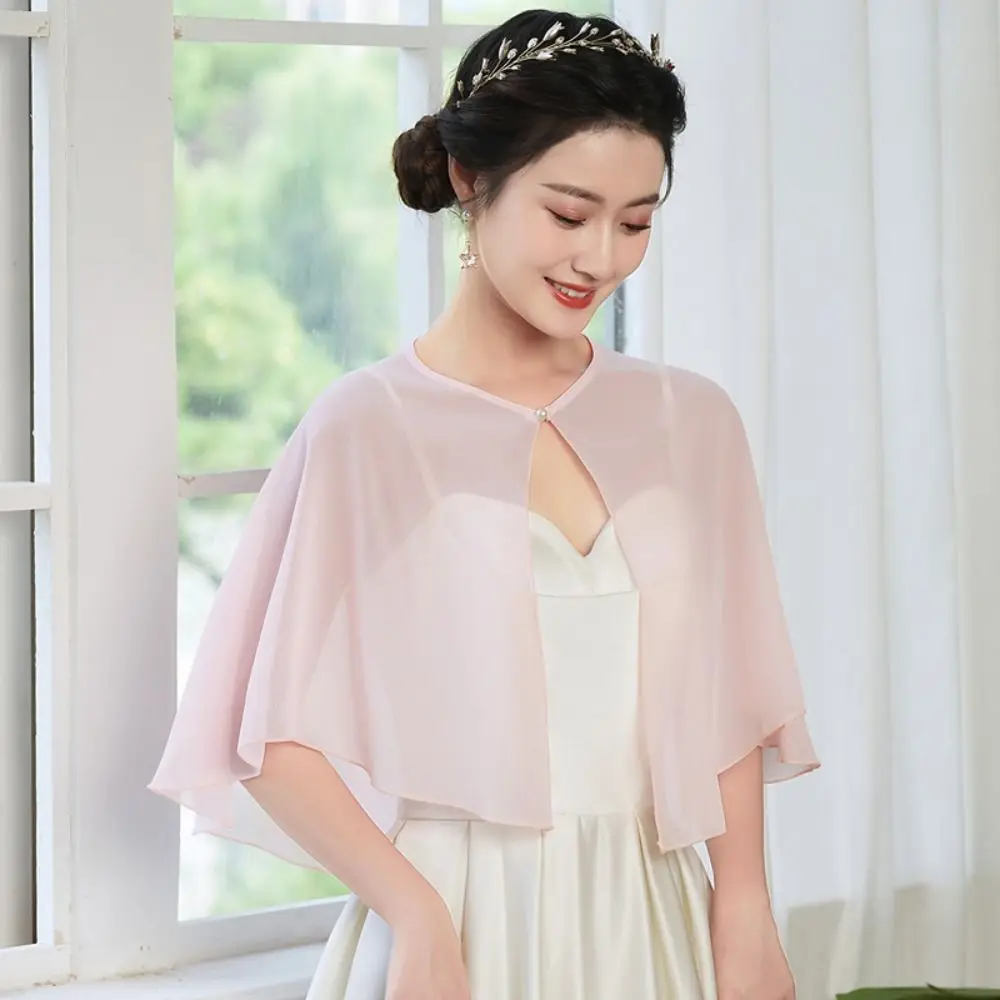 Vintage Sheer Chiffon Capelet Lightweight Design Elegant Style Evening Dress Wraps Wedding Cape Evening Party