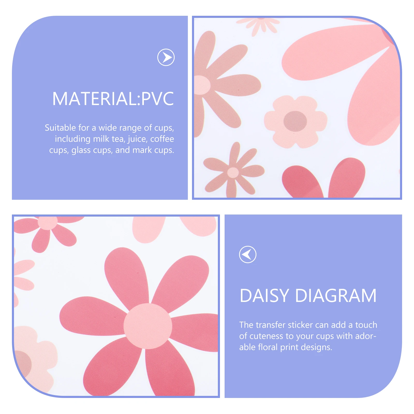 

4pcs For Cute Rub On Transfers Sticker Waterproof Pvc Diy Glass Mug Transfers Transfer Decals Rub On Transfer Stickers Durable