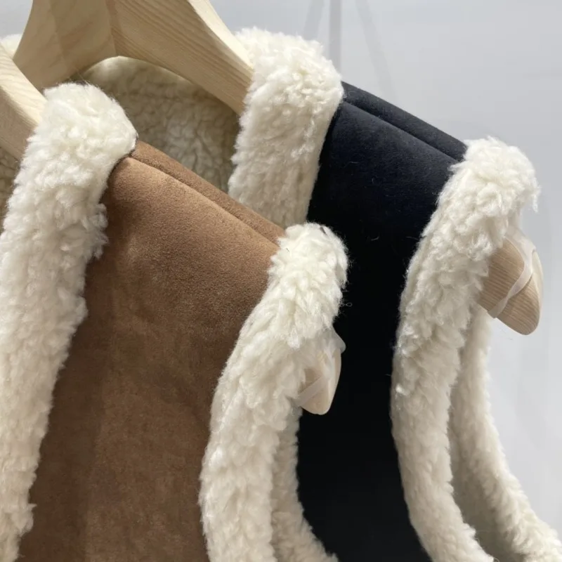 Fur Vest For Women Faux Sheepskin Fur Waistcoat New Fashion Fur In One Waistcoat  Faux Leather Fleece Warm Vest Woman