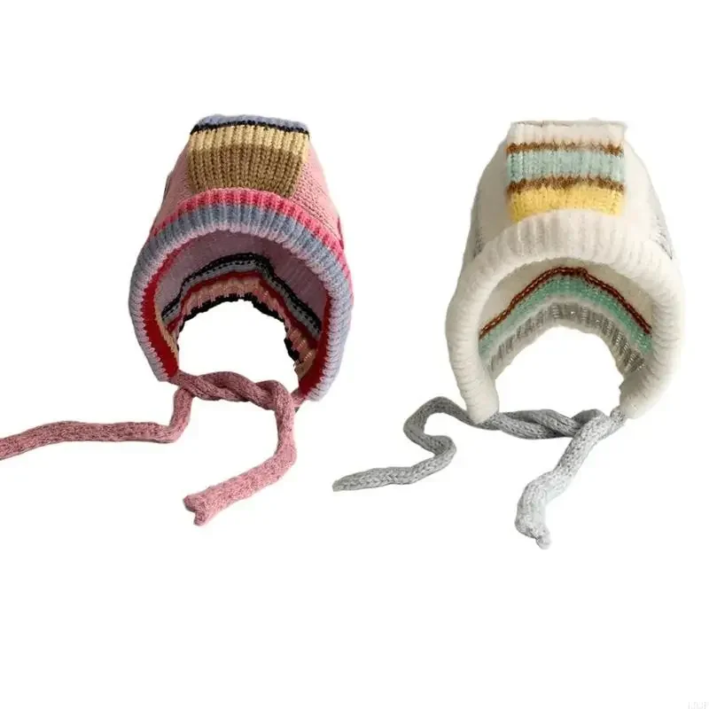 

L93F Winter Trapper Hat Warm Winter Thicken Crochet Hat Women Snow Hat Knitted Earflaps Hat for Girl Snow Skiing Cycling Hat