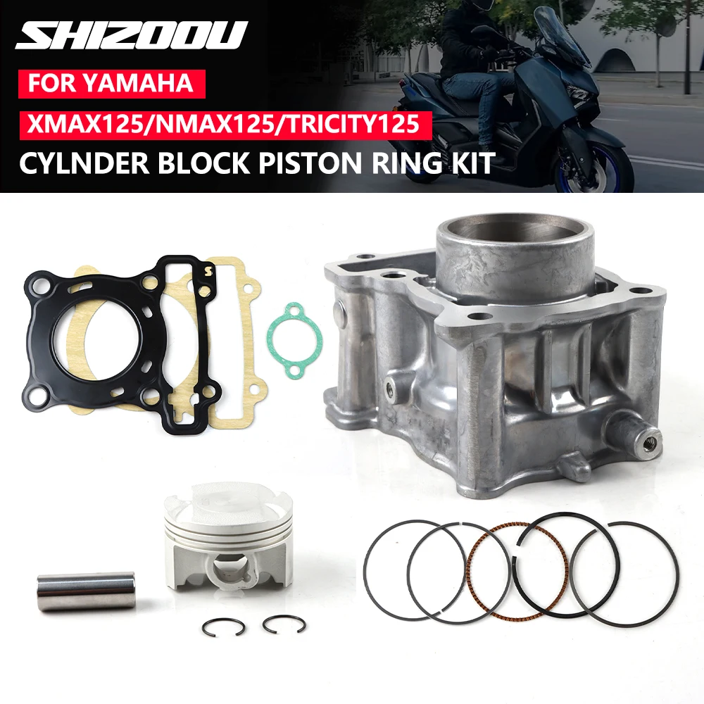 

Motorcycle Engine Parts 52mm Bore Cylinder Kit for Yamaha X-Max125 N MAX 125 Tricity125 Motorbike Piston Rings Tool Set B8R