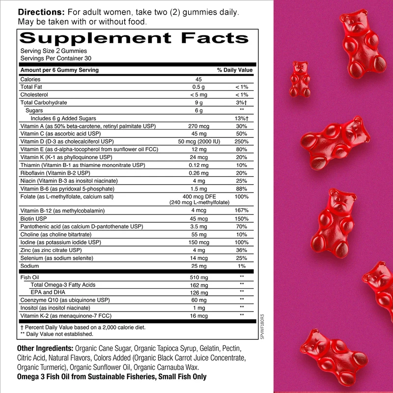 Women's Vitamin Gummies - Antioxidant, Improve Mood, Supports Cellular Energy, Promotes Heart, Brain and Skin Health, Immunity
