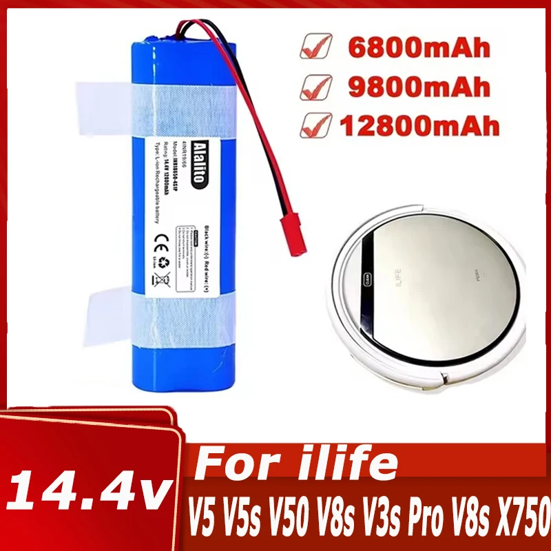 14.8V Battery 12800mAh Lithium Battery for ILIFE V3s Pro V50 V5s Pro V8s V80 Max B5 Max S5 Pro X750 Robot Vacuum Cleaner Battery