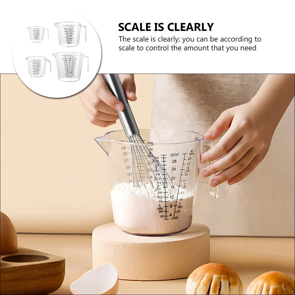 

4pcs Measuring Set Thickened Material Clear Scale Kitchen Graduated Cup For Liquid Milk Coffee Honey Vinegar Baking Mixing