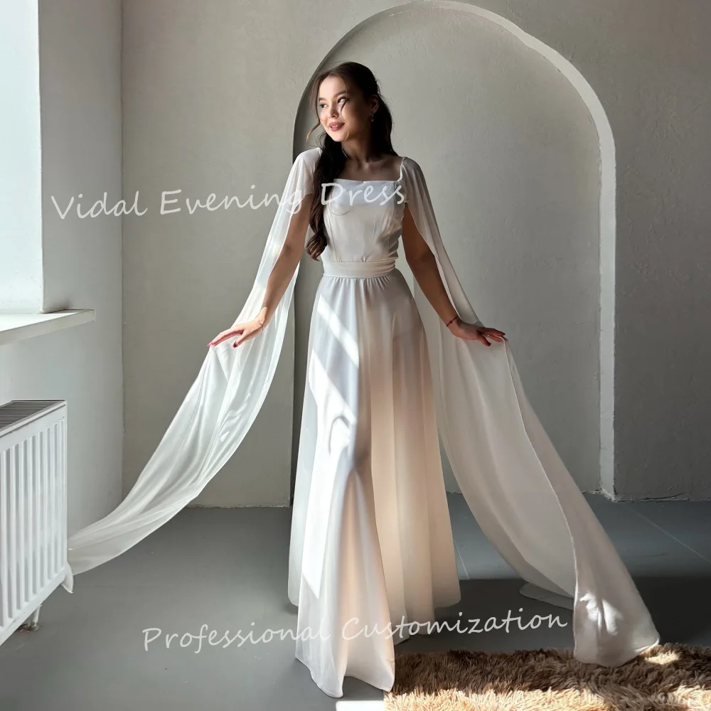 

Vindal Evening dresses Chiffon Sleeveless Square-nec Simple A-line Comfortable Floor-Length Modern-style High-Quality For Woman