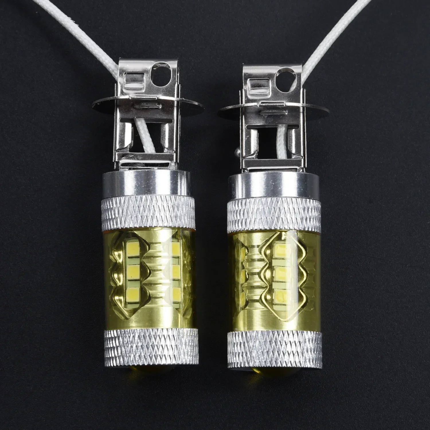 2pcs 12-24V H3 80W 16SMD LED Car Fog Light Bulb Turn Signal Lamp Bulbs Universal Yellow High Power Truck Car Accessories