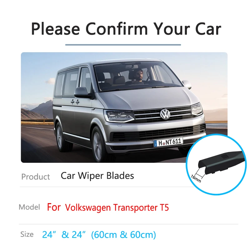 For Volkswagen VW Transporter T5 Caravelle Multivan Kombi California 2003~2015 Windscreen Windshield 2014 Car Front Wiper Blades