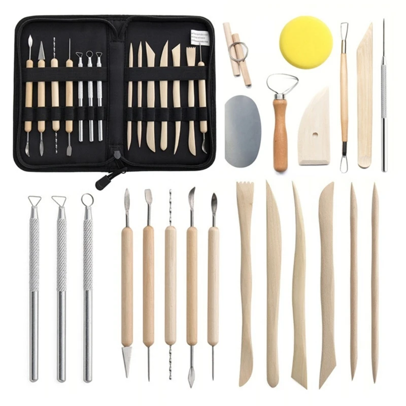 

22x Clay Tool Set Clay Sculpting Tool Set Clay Modelings Tool with Storage Bag for Carving Drawing Dotting Molding