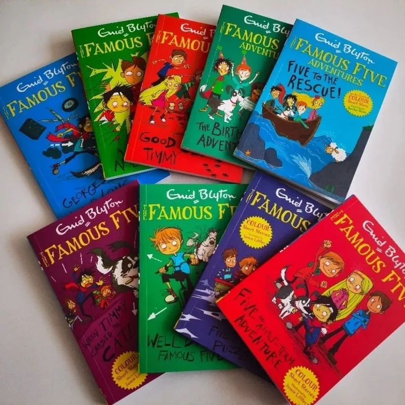 9 Books/Set Enid Blyton The Famous Five Adventures Collection Children English Picture Book Detective Stories New Livros