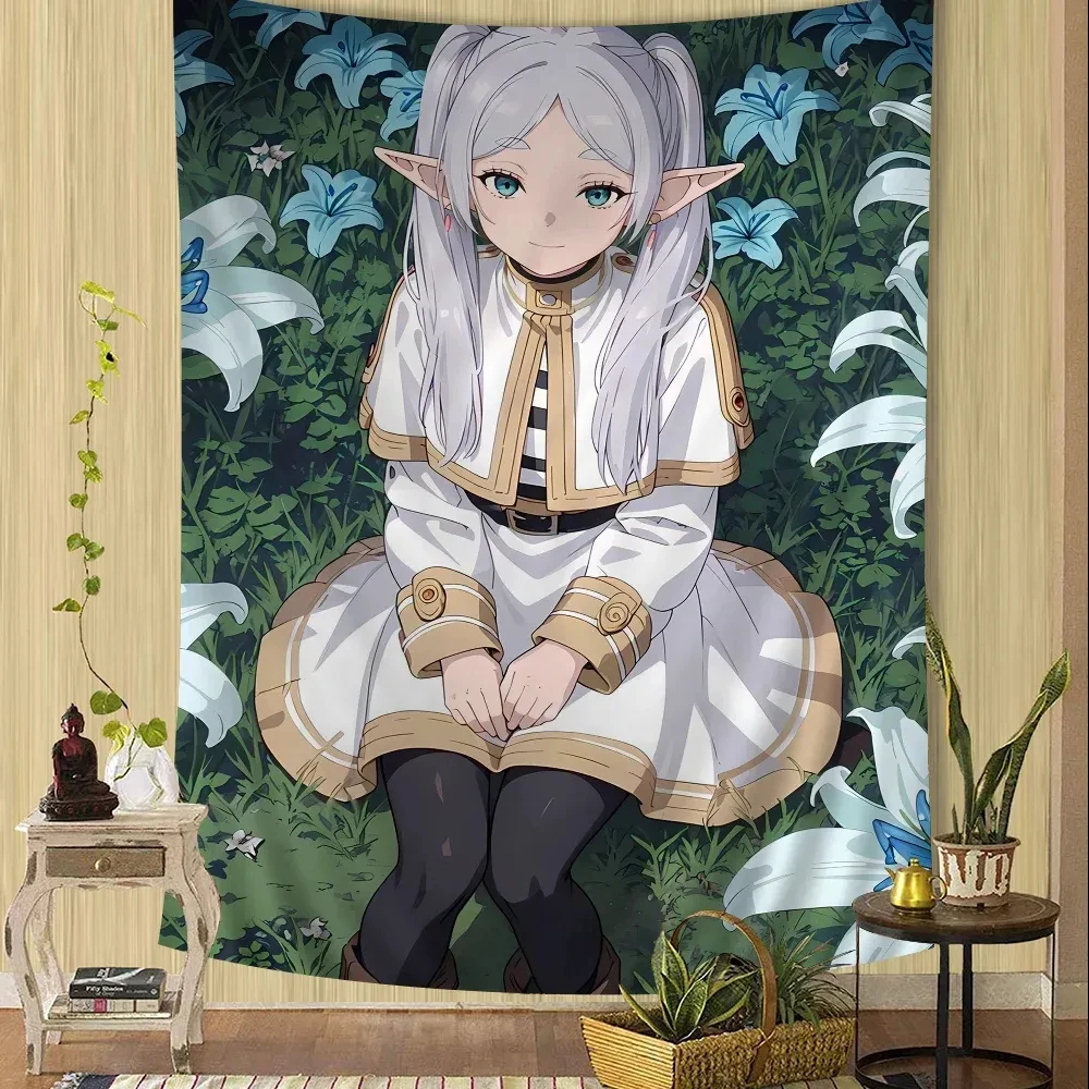Anime F-Frieren Wandteppich Kunstdruck Japanischer Wandbehang Anime Wanddekoration Heimdekoration
