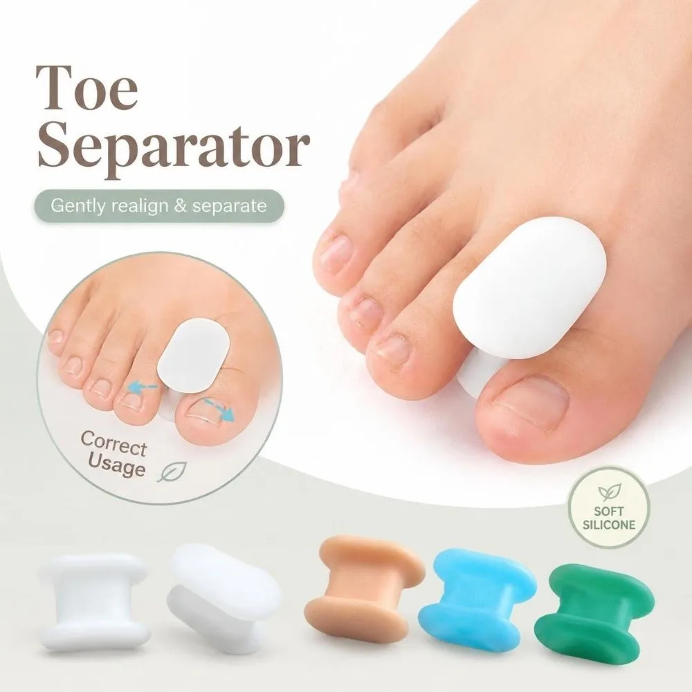 1 Pair Moisture Resistant Big Toe Separator Soft Flexible I-Shaped Structure Toe Spacer Reusable SEBS Bunion Relief Corrector