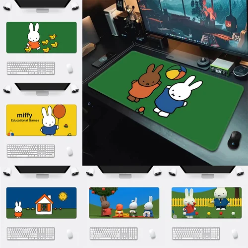 M-Miffys 만화 마우스 패드, HD 인쇄 컴퓨터 게이머, 잠금 가장자리 미끄럼 방지 마우스 패드, 키보드 PC 데스크 패드, XXL90 x 40cm  Best5