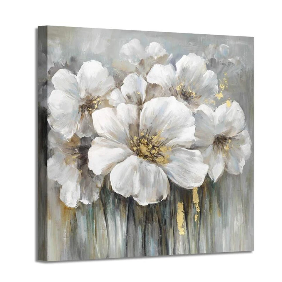 New 5d Diy diamond painting White and Gray Floral with Gold Plants Full Diamond Embroidery Mosaic Bouquet Lily home decor