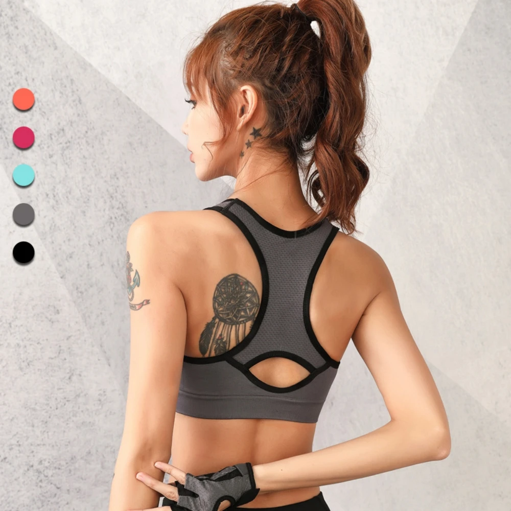 Professional shock-proof non-rims running vest, large size non-trace adjustment gathered sleep sports bra underwear D6199