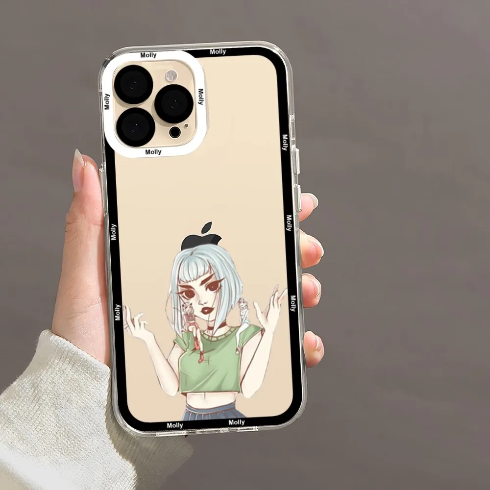 Poshlaya Molly Singer Phone Case For iPhone 11 12 Mini 13 14 Pro Max Transparent Shell