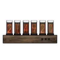 Led Digital Nixie Glow Tube Clock Wood Table Nixie Tube Watch Vintage Luxury RGB Electronic Desktop Clocks Home and Decoration