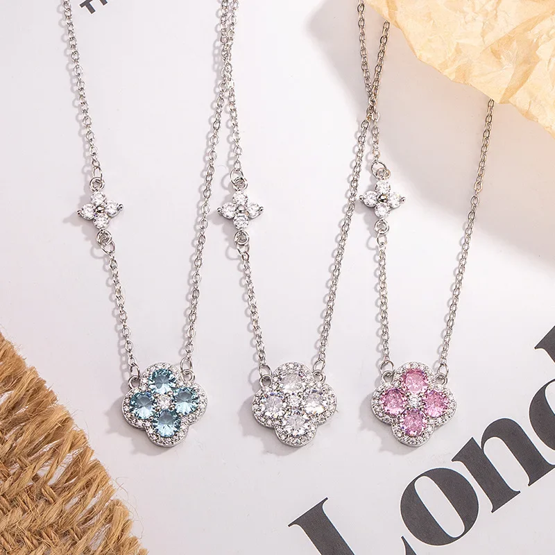 

Lucky Four-leaf Clover Pendant Necklace Choker Chain for Women Wedding Engagement Party Jewelry Gift