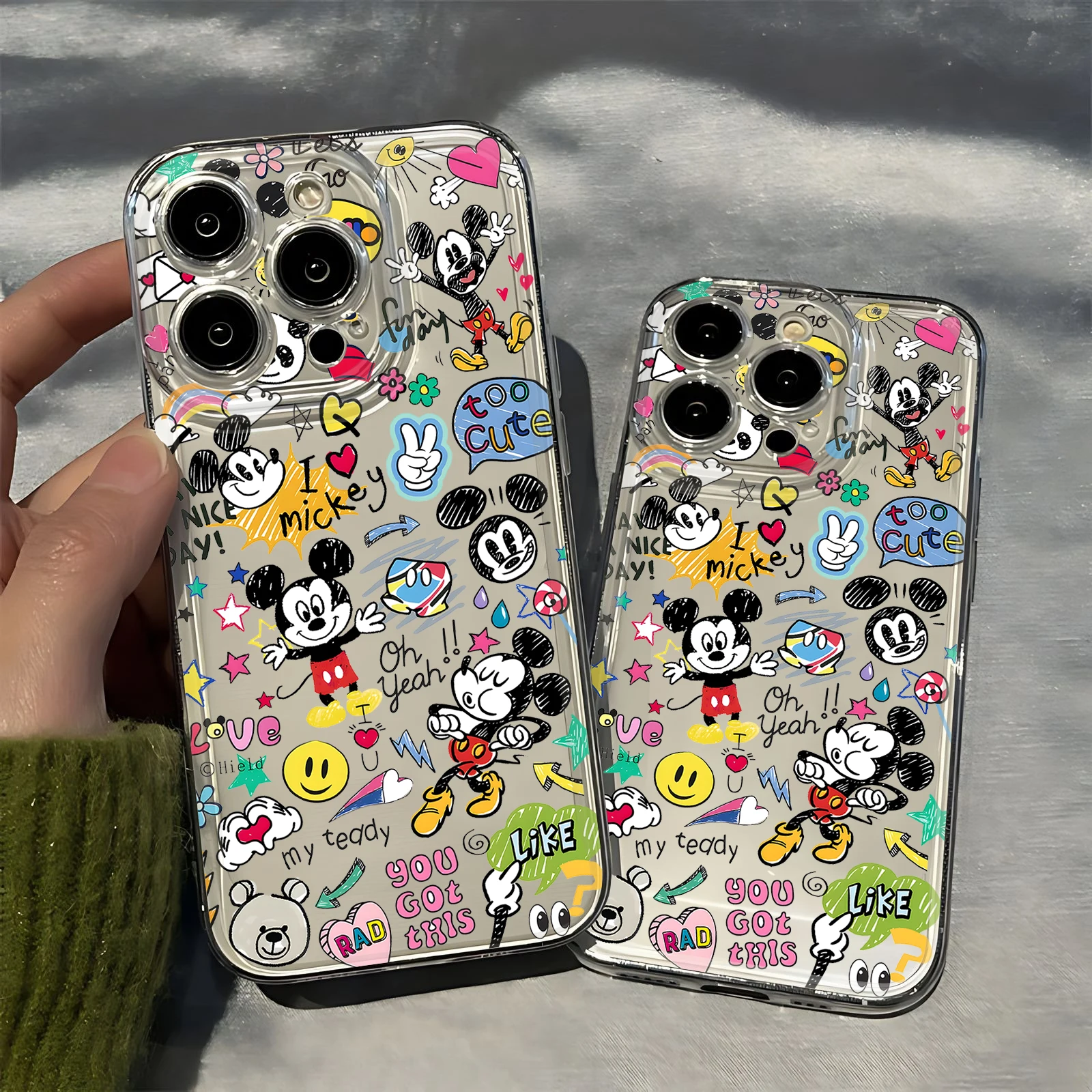 Etui na telefon Funny Ins Cute Mickeys Mouse do iPhone\'a 16 15 14 13 12 11 Mini Pro Max X XR XSMax 7 8 Plus SE20 Transparent Cover