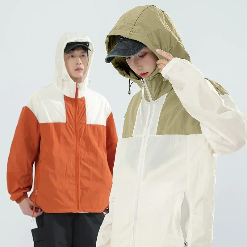 سترة خفيفة الوزن للحماية من الشمس في الهواء الطلق والمشي لمسافات طويلة ملابس الصيف الرجال التبريد الأشعة فوق البنفسجية طويلة الأكمام هوديي قميص المرأة معطف الصيد زوجين #3