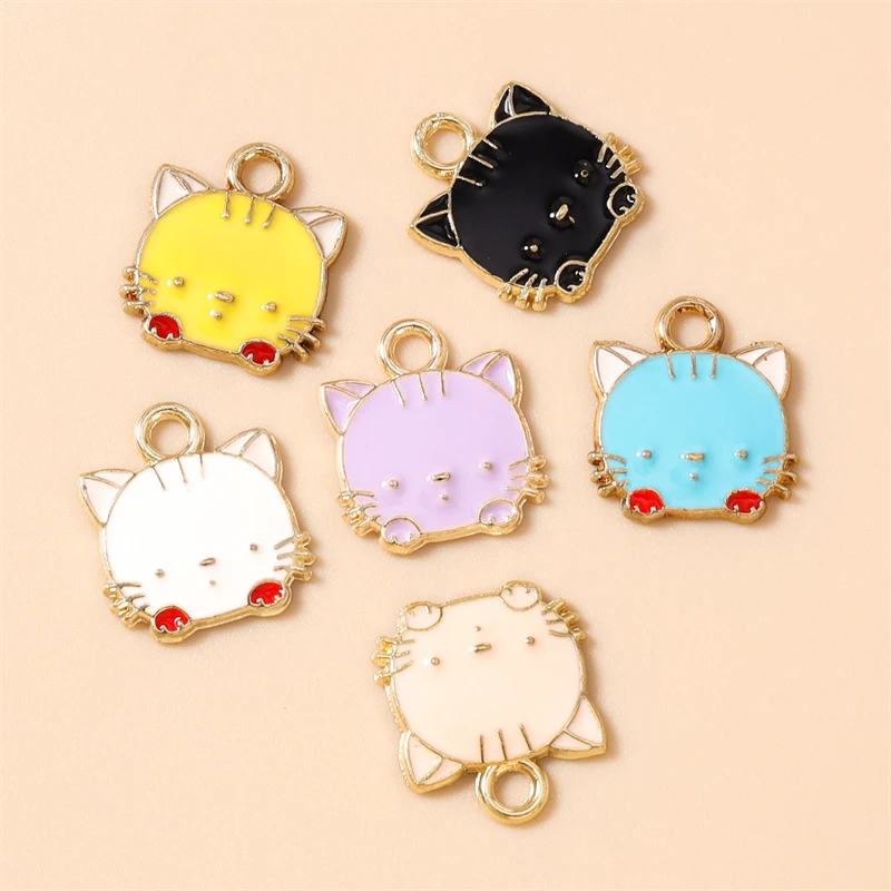20 Stück 14x15mm Cartoon-Emaille-Tieranhänger Katzen-Charms für die Herstellung von Ohrhängern, Halsketten, Armbändern, DIY-Bastelarbeiten, Schmuckzubehör – Detail 4