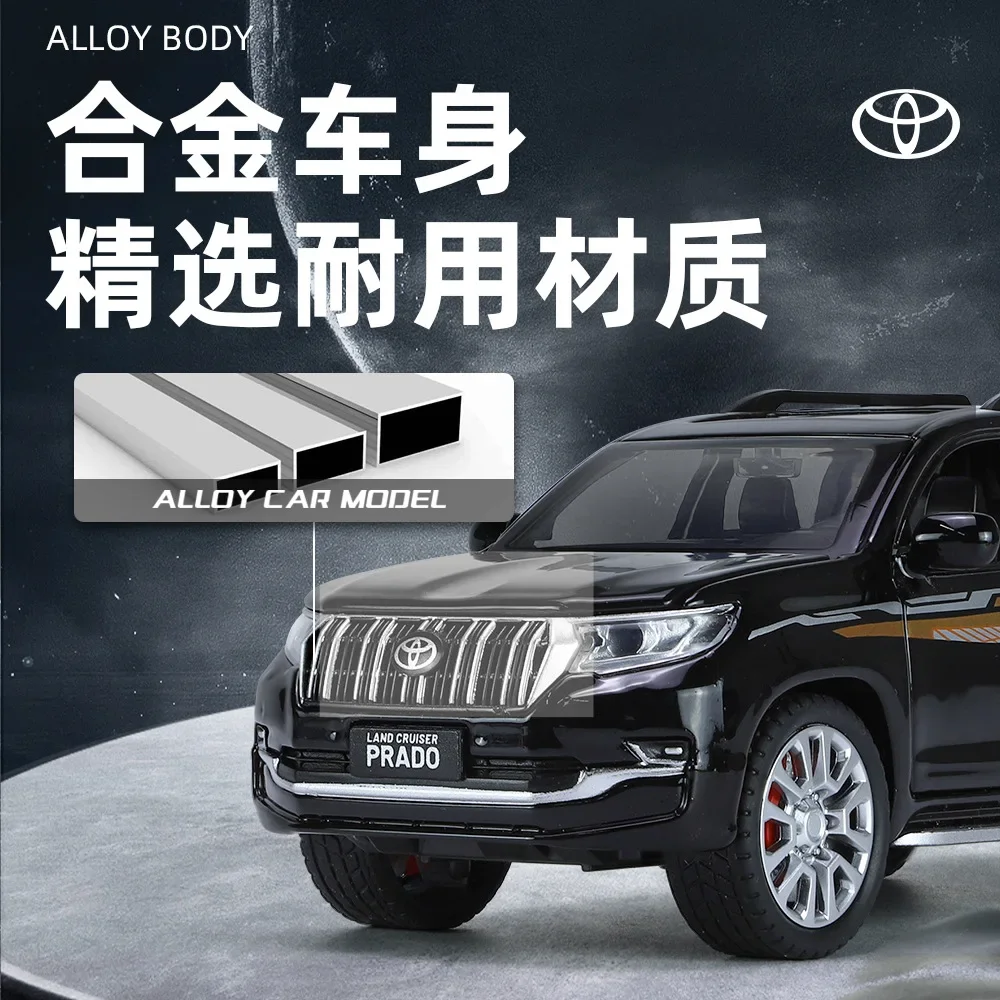 Land Cruiser Prado 1:32 off-road vehicle Diecast Metal Alloy Model car Sound Light Pull Back Collection Toy Gift