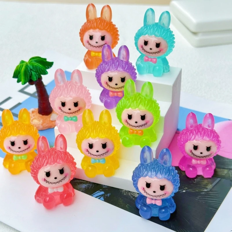 Cute Arrival Labubu Series Figures Cartoon Three-Dimensional Luminous Diy Jewelry Resin Small Gift Trendy Play Ornaments Toys