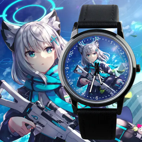 Anime Blue Archive Sunaokami Shiroko Aroha College Logo Watch Wristwatch Cosplay Couples Watches Gift