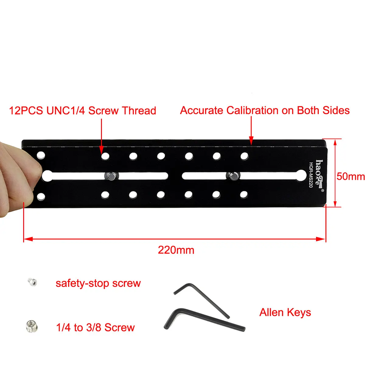 Haoge 220 مللي متر طويلة انزلاق الإفراج السريع لوحة ل Manfrotto السريع ربط المشبك Benro Sirui السائل فيديو رئيس كرة ثلاثية رؤساء 22