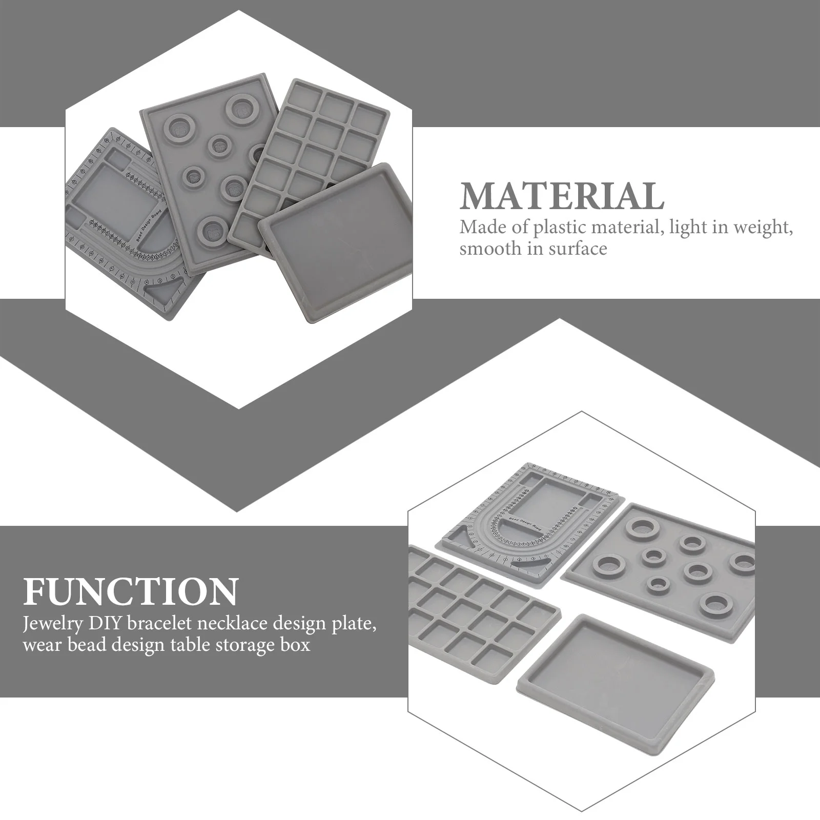 4 Pcs Jewelry Measurement Board Beaded Design Storage Beading Making Mix Grey Plastic