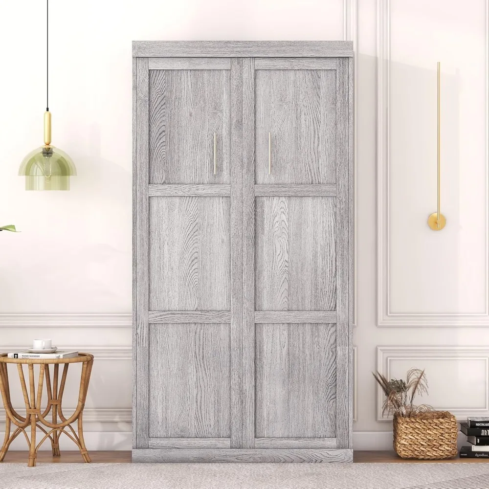 

gray twin-size folding murphy bed by harper & bright designs, cabinet-style