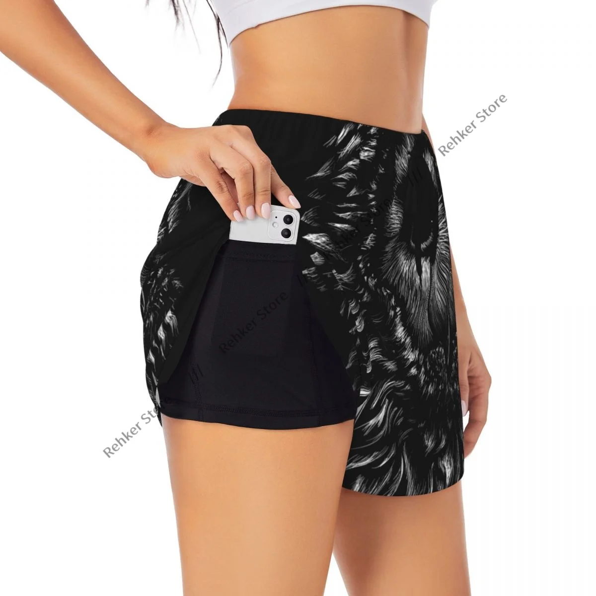 Shorts feminino para ioga, caça, coruja, leve, atlético, secagem rápida, respirável, corrida ao ar livre